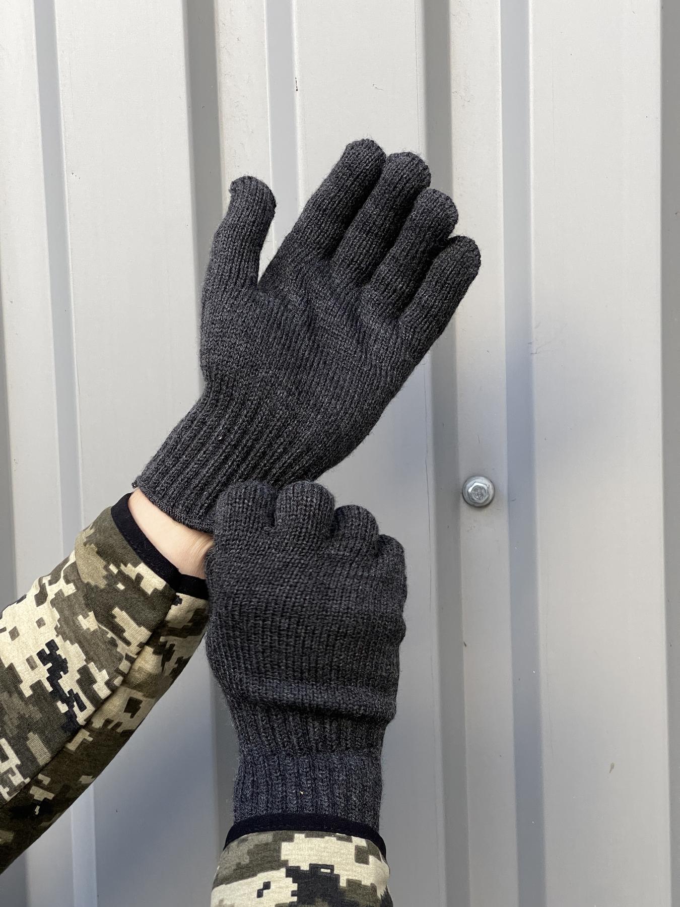 6d9c61f125af66d617fc Мужские Трикотажные Темно-Серые Перчатки Теплые