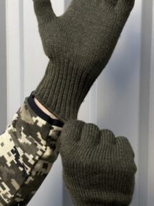 Мужские Трикотажные Перчатки Хаки Теплые