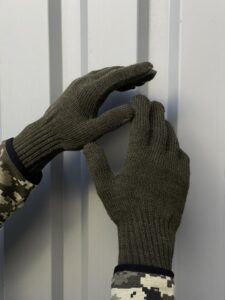 Мужские Трикотажные Перчатки Хаки Теплые