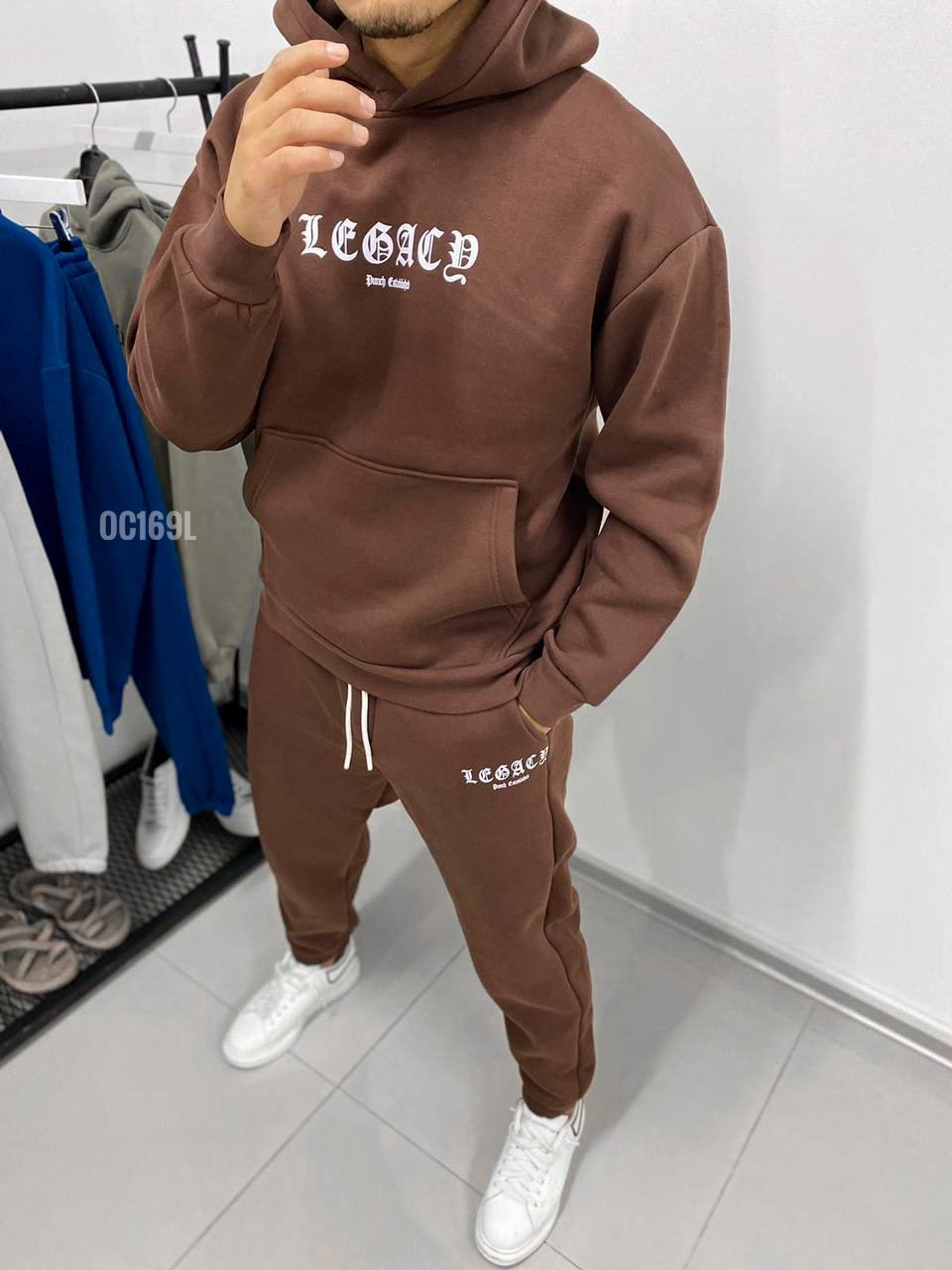 photo_2022-09-06_12-46-05 Мужской Коричневый Спортивный Костюм Оверсайз - Удобный с Опущенной Линией Плеча (Худи + Штаны)