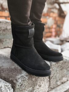 Мужские Зимние Черные Сапоги Угги - Утепленные на Меху Нубук
