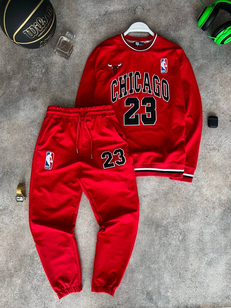 photo_2022-09-17_10-44-59 Мужской Красный Спортивный Костюм Chicago Bulls – Чикаго Буллз Коттоновый Оверсайз с Нашивками