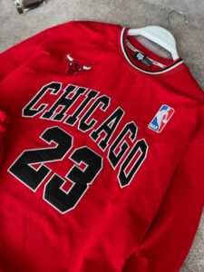 Мужской Красный Спортивный Костюм Chicago Bulls – Чикаго Буллз Коттоновый Оверсайз с Нашивками