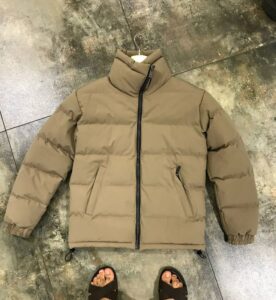 Мужская Зимняя Коричневая Мокко Куртка Базовая - Стеганая Дутая Высокий Воротник