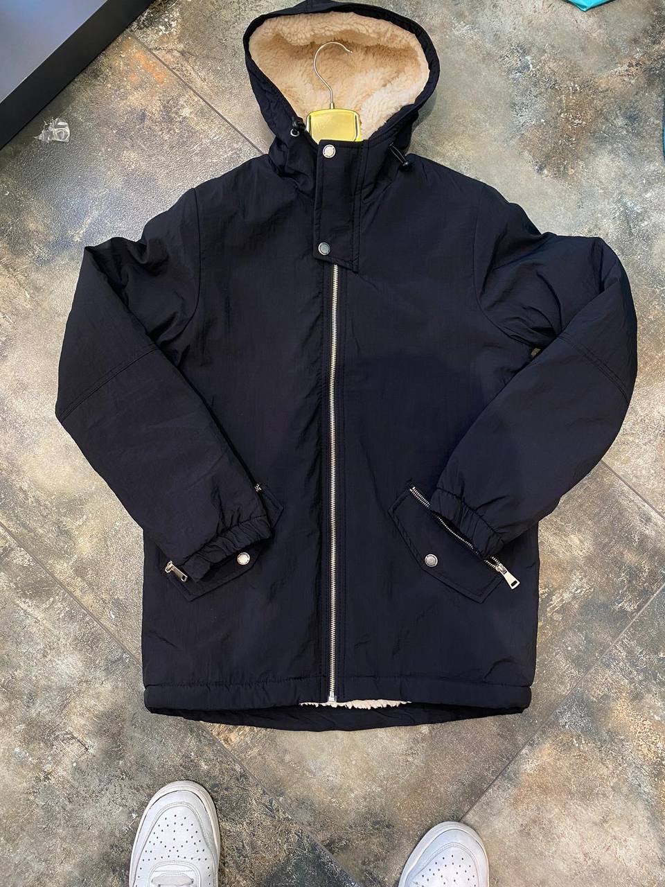 Мужская Демисезонная Черная Куртка Парка - Удлиненная с Капюшоном на ...