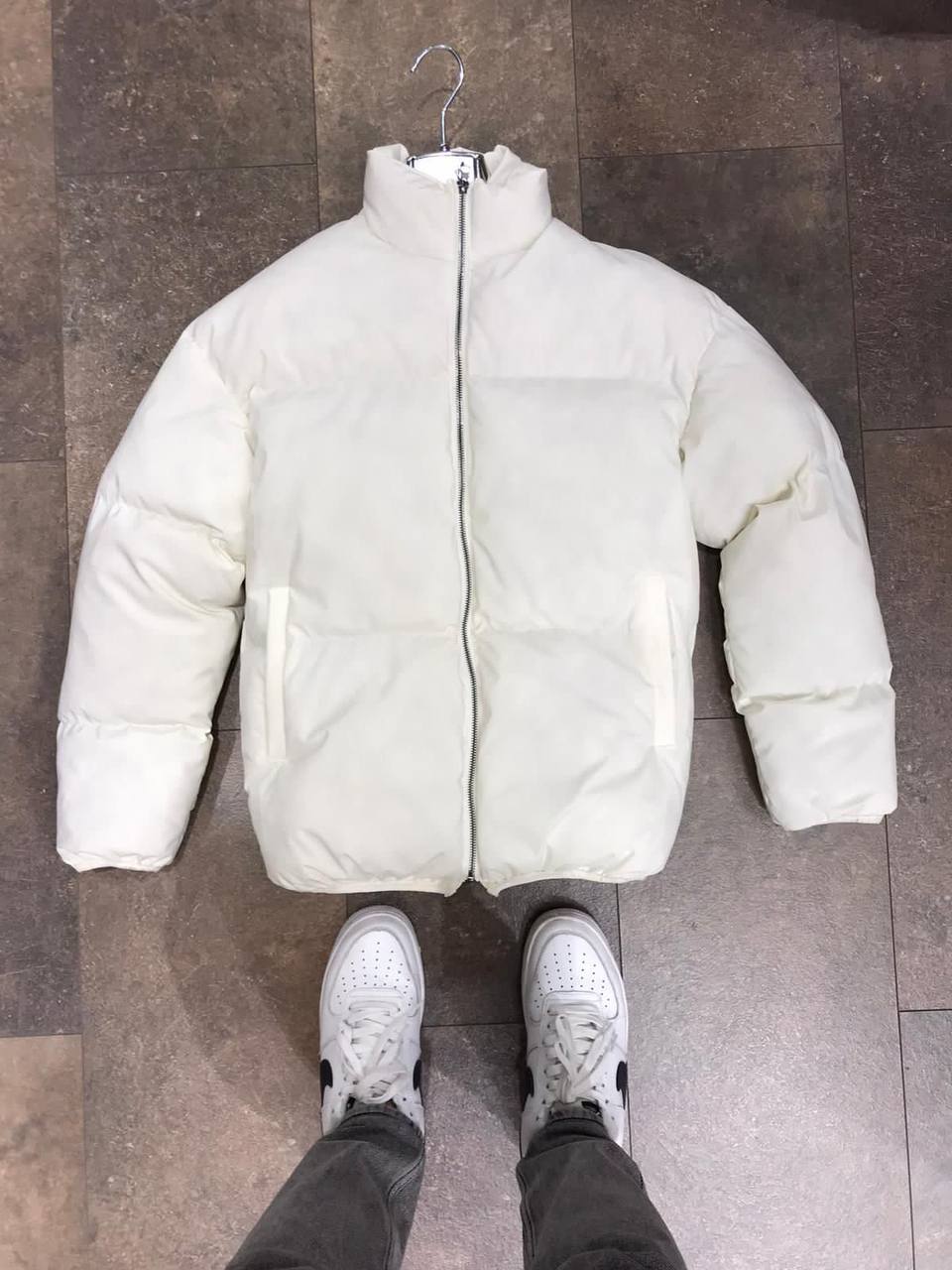 photo_2022-12-01_19-31-53 Мужская Зимняя Белая Куртка Стеганая Теплая - Короткий Пуховик Оверсайз