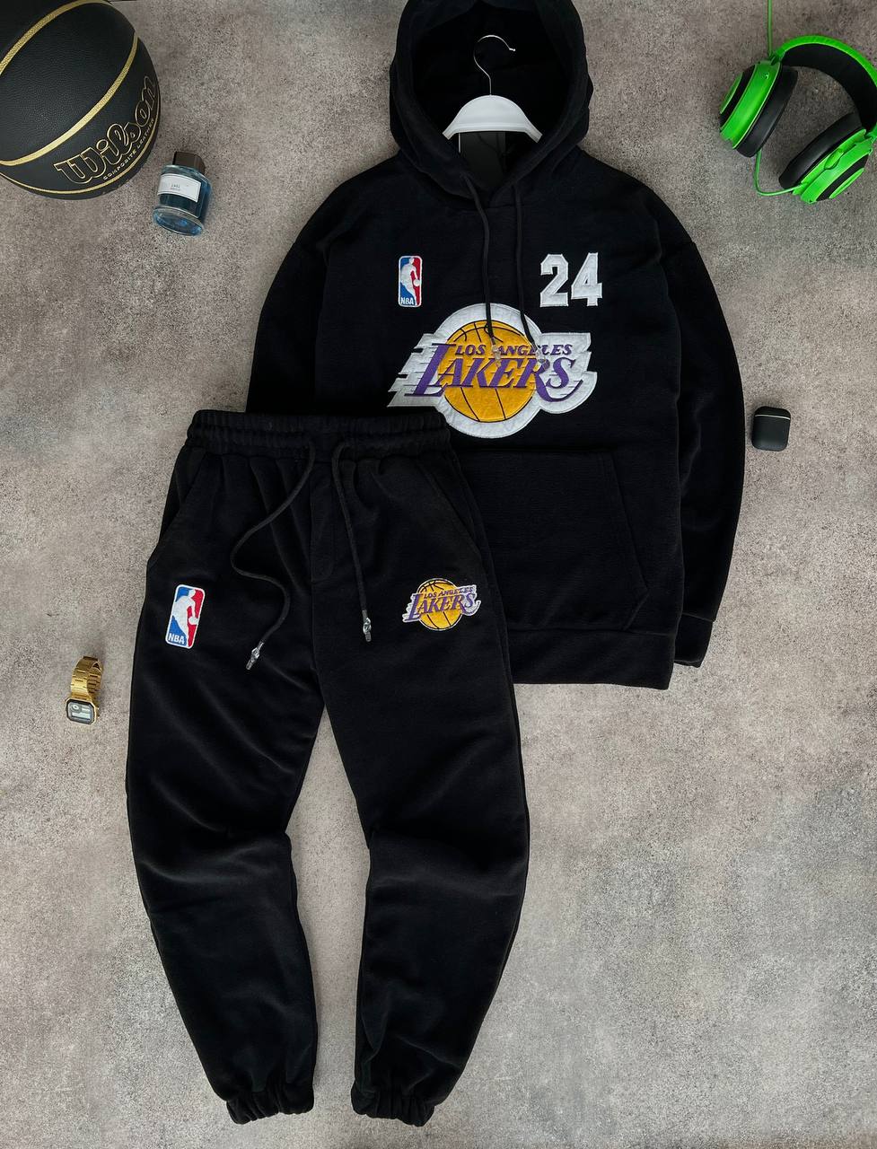 photo_2022-12-23_12-03-56 Мужской Теплый Флисовый Черный Спортивный Костюм с Принтом Вышивкой - Худи + Штаны