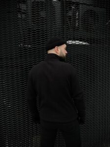 Мужской Теплый Флисовый Черный Костюм - Кофта с Молнией на Воротнике + Штаны Джоггеры