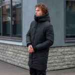 Мужская Длинная Зимняя Черная Куртка Парка - Прямого Кроя с Капюшоном и Манжетами