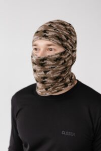 Мужская Вязаная Камуфляжная Коричневая Балаклава