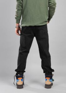 Мужские Черные Джинсы Свободные Широкие - Джинсовые Штаны Прямого Кроя с Манжетами на Липучках