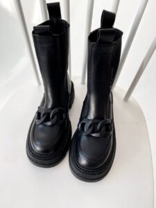 Женские Демисезонные Ботинки Челси Черные - Высокие из Натуральной Кожи Внутри с Байкой