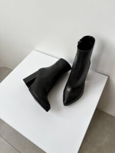 Женские Демисезонные Ботинки Черные - Высокие из Натуральной Кожи с Байкой
