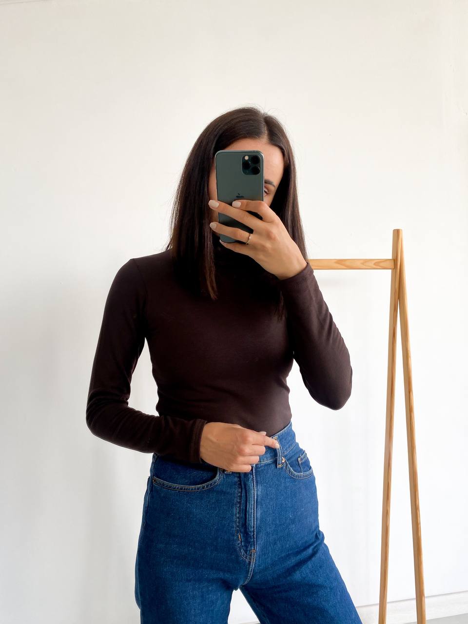 photo_2023-03-12_12-35-36 Женский Теплый Коричневый Гольф Водолазка с Начесом