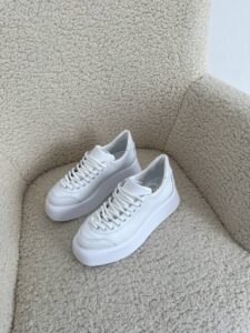 Женские Демисезонные Белые Кеды Низкие - Натуральная Кожа