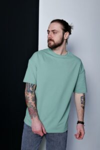 Мужская Базовая Мятная Футболка Оверсайз из Плотной Ткани