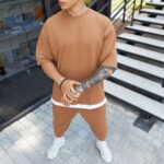 Мужской Базовый Коричневый Летний Костюм Комплект - Футболка Оверсайз + Штаны Джоггеры
