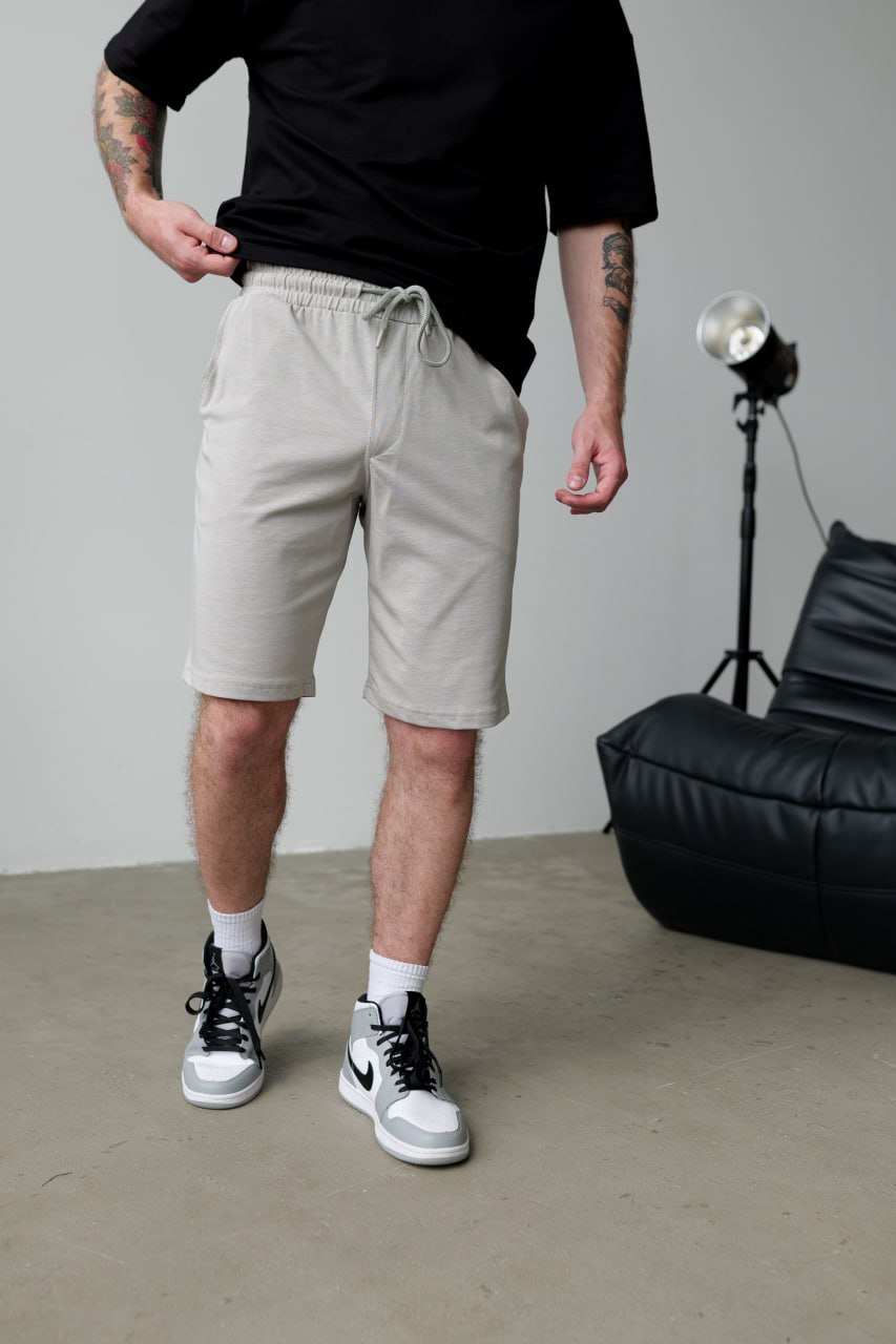 Мужские Серые Шорты Летние - Светлые Однотонные Хлопковые Трикотажные Мужские Серые Шорты Летние - Светлые Однотонные Хлопковые Трикотажные