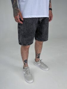 Мужские Джинсовые Шорты Варенки Графитового Цвета Свободный Крой