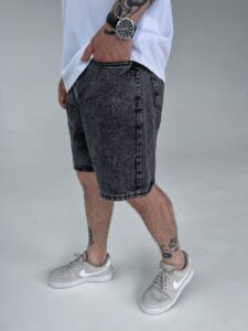 Мужские Джинсовые Шорты Варенки Графитового Цвета Свободный Крой