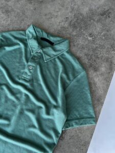 Мужская Мятная Футболка Поло с Пуговицами - Приталенная Slim Fit