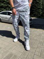 Мужские Белые Спортивные Штаны Джоггеры с Узором