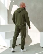 Мужской Базовый Спортивный Костюм Хаки Свободного Кроя (Худи + Штаны)