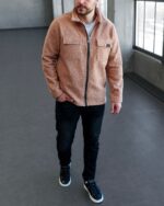 Мужская Терракотовая Куртка-Рубашка Тедди Барашек на Молнии