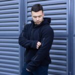 Мужская Флисовая Темно-Синяя Кофта Толстовка - Прямого Кроя на Молнии с Воротником Стойкой