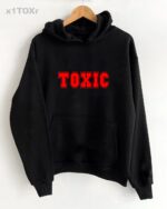 Мужское Черное Худи Оверсайз с Красной Надписью TOXIC