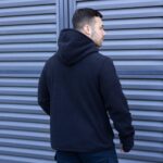 Мужская Флисовая Темно-Синяя Кофта Толстовка - Прямого Кроя на Молнии с Воротником Стойкой