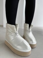 Женские Водонепроницаемые Молочные Сапоги Дутики с Мехом