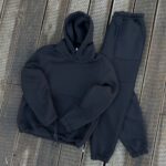 Мужской Спортивный Костюм Худи и Джоггеры в Черном Цвете - Теплый Трехнитка на Флисе