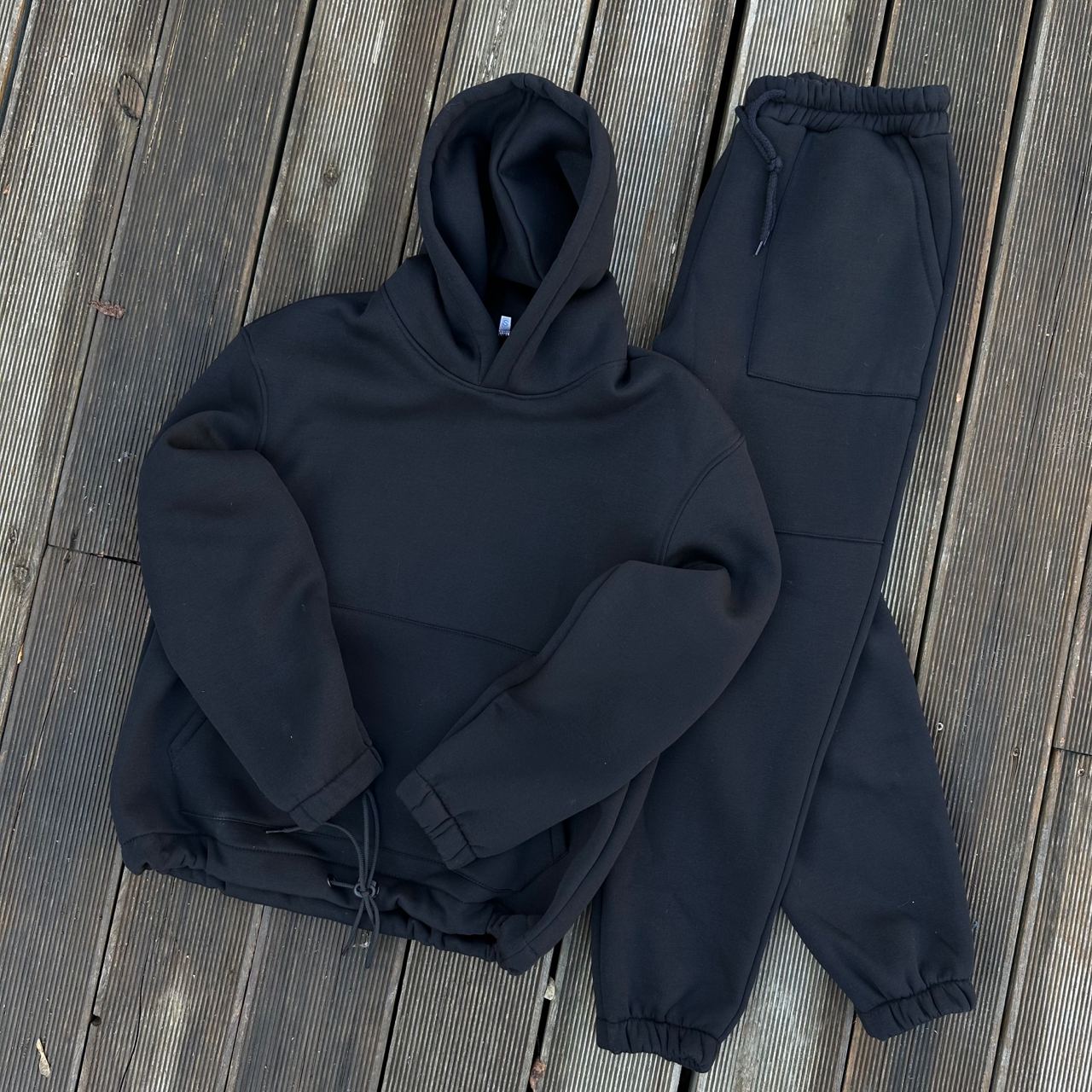 photo_2023-11-01_11-54-33 Мужской Спортивный Костюм Худи и Джоггеры в Черном Цвете - Теплый Трехнитка на Флисе