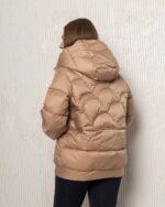 Женская Зимняя Куртка Бежевая Кэмел - Теплый Пуховик под Горло с Капюшоном