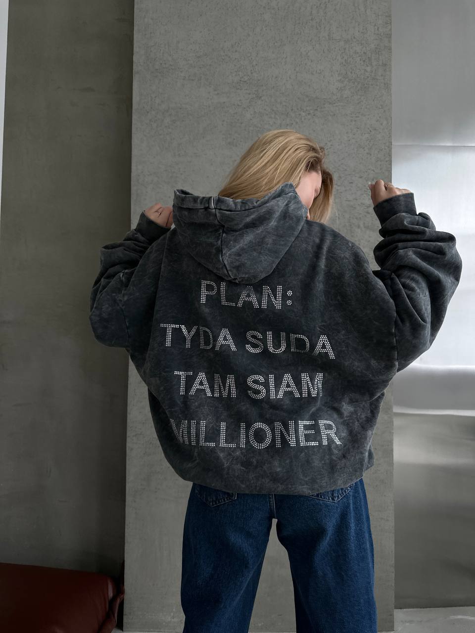 ヒロ THE WITNESS パーカー 1 Женское Графитовое Худи Толстовка Варенка Оверсайз с Надписью из