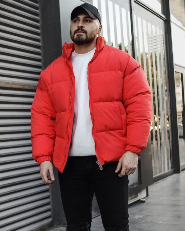 Мужская Зимняя Красная Куртка Дутик с Манжетами на Резинках