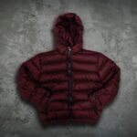 Мужская Зимняя Бордовая Куртка Дутик - Теплая на Пуху с Капюшоном