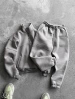 Мужской Плотный Серый Спортивный Костюм Трехнитка на Флисе - Свитшот под Горло + Штаны Джоггеры