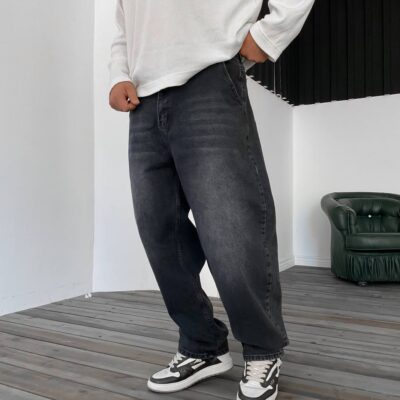 Мужские Широкие Графитовые Джинсы Baggy - Джинсовые Штаны Багги Свободного Кроя
