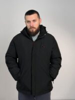 Мужская Черная Куртка на Зиму - Классическая с Капюшоном