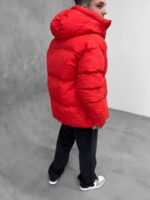 Мужская Теплая Зимняя Красная Куртка - Дутый Пуффер с Капюшоном