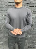 Мужской Классический Графитовый Джемпер Хлопок - Базовый с Круглым Вырезом