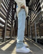 Мужские Голубые Джинсы Baggy с Принтом - Широкие Джинсовые Штаны Багги