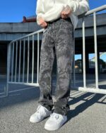 Мужские Широкие Графитовые Джинсы Baggy - Джинсовые Штаны Багги в Принт