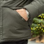 Мужская Зимняя Водоотталкивающая Куртка Хаки - Теплая с Капюшоном на Затяжках Внизу