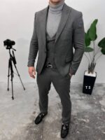 Чоловічий Класичний Костюм Трійка Темно-Сірого Кольору - Піджак + Жилет + Штани