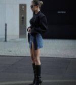 Жіноча Джинсова Синя Спідниця Міні з Розрізами