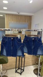 Жіноча Джинсова Синя Спідниця Міні з Розрізами