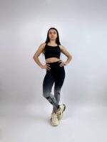 Женские Гладкие Лосины Серые Градиент с Push Up Эффектом и Мраморным Принтом